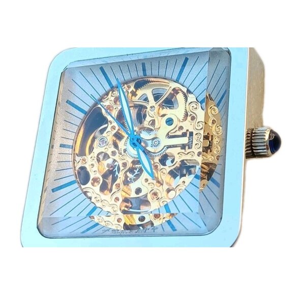 Android  AD223 Skeleton Automatic Silver 39mm Black Leather Ostrich Band - Picture 2 of 7